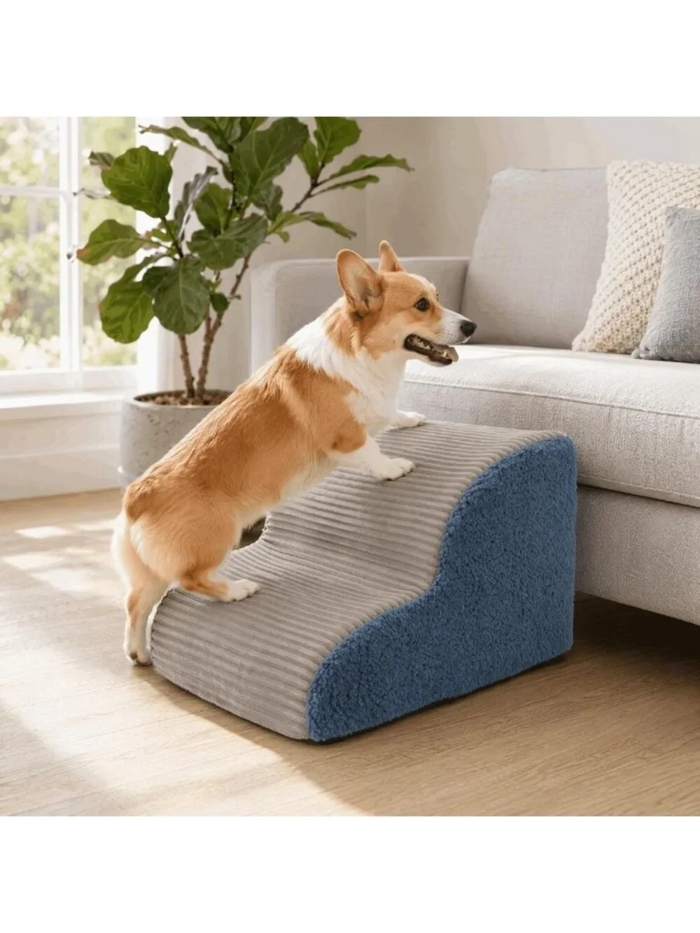 Cozy 2-Step Foam Pet Stairs for Bed & Couch, 12